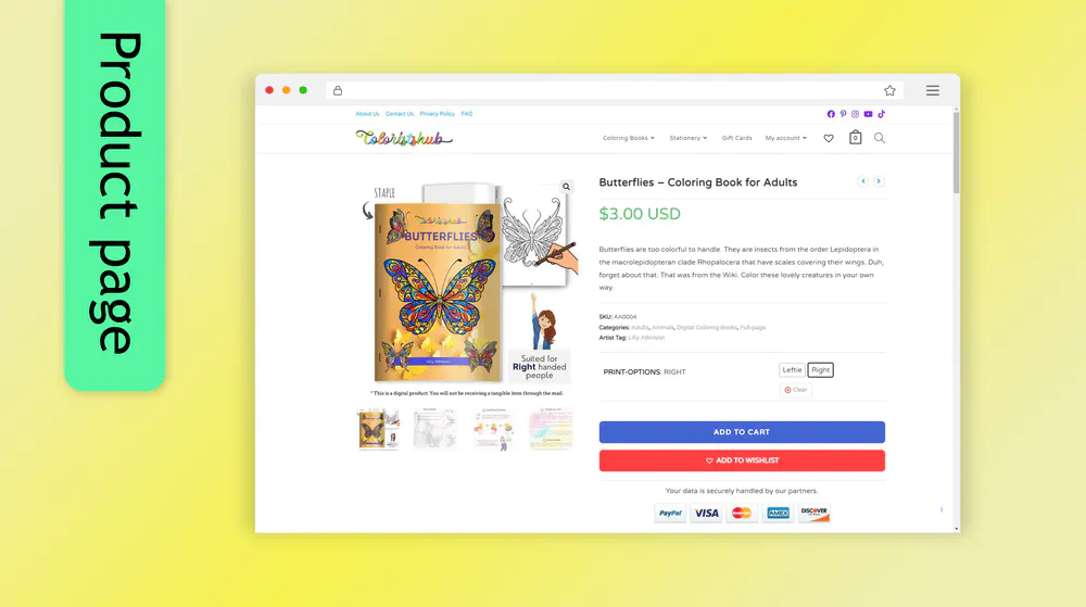 Colorists Hub Website Product Page